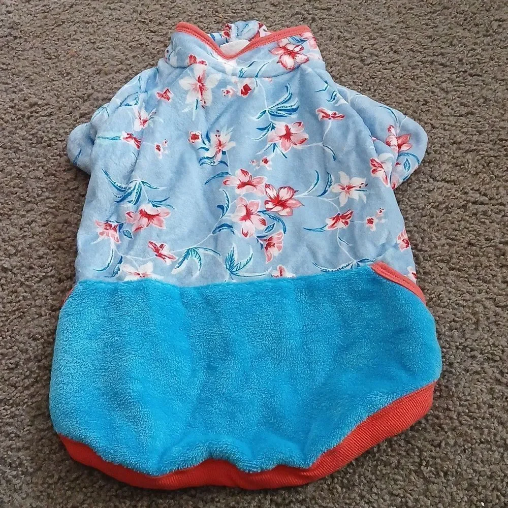 Lightweight Flannel Dog Winter Coat Skin-Friendly Fabric Island Floral NEW Sz M